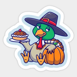 Cute Chicken Turkey Thanksgiving Cartoon Sticker